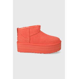 Semišové snehule UGG Classic Ultra Mini Platform oranžová farba, 1135092