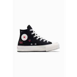 Tenisky Converse Chuck Taylor All Star EVA Lift Platform Y2K Heart dámske, čierna farba, A09121C