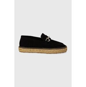 Semišové espadrilky Love Moschino čierna farba, JA10592G0IIG0000