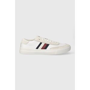 Kožené tenisky Tommy Hilfiger TH CUPSET RWB LTH biela farba, FM0FM04975