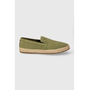 Semišové espadrilky Tommy Hilfiger TH ESAPDRILLE CLASSIC SUEDE zelená farba, FM0FM04984