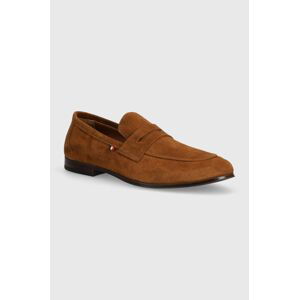 Semišové mokasíny Tommy Hilfiger CASUAL LIGHT FLEXIBLE SDE LOAFER pánske, hnedá farba, FM0FM04988