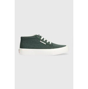 Tenisky Tommy Jeans TJM MID CUT CANVAS COLOR zelená farba, EM0EM01412