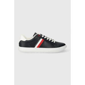 Kožené tenisky Tommy Hilfiger ESSENTIAL LEATHER CUPSOLE tmavomodrá farba, FM0FM04921