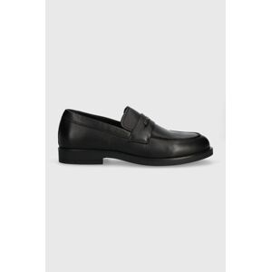 Kožené mokasíny Calvin Klein MOCCASIN PB pánske, čierna farba, HM0HM01223