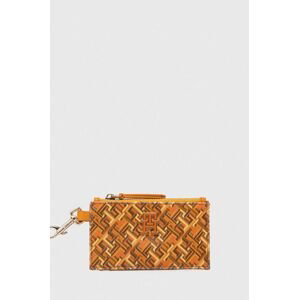 Kožená peňaženka Tommy Hilfiger dámsky, oranžová farba