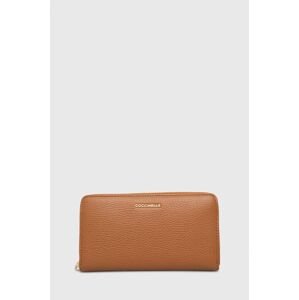 Kožená peňaženka Coccinelle dámsky, hnedá farba