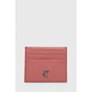 Kožené puzdro na karty Coccinelle ružová farba