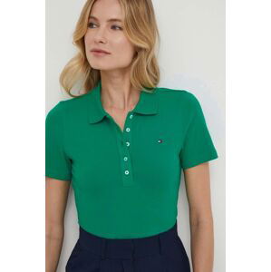 Polo tričko Tommy Hilfiger dámsky,zelená farba,WW0WW37823