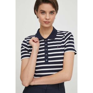 Polo tričko Tommy Hilfiger dámsky, tmavomodrá farba