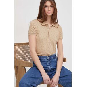 Polo tričko Lauren Ralph Lauren dámsky, béžová farba