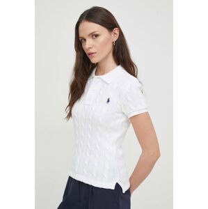 Bavlnené polo tričko Polo Ralph Lauren biela farba