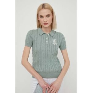 Bavlnený sveter Lauren Ralph Lauren zelená farba