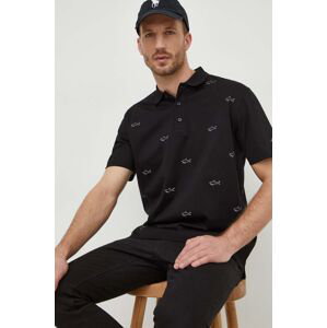 Bavlnené polo tričko Paul&Shark čierna farba, vzorovaný