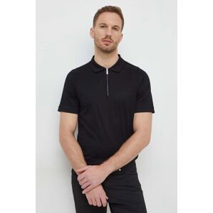Bavlnené polo tričko Karl Lagerfeld čierna farba, s nášivkou