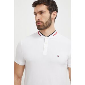 Polo tričko Tommy Hilfiger pánsky, biela farba, jednofarebný