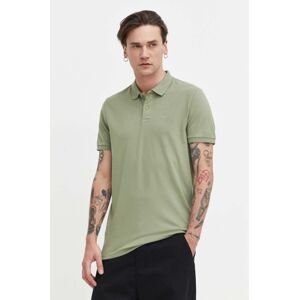 Polo tričko Hollister Co. pánsky, zelená farba, jednofarebný