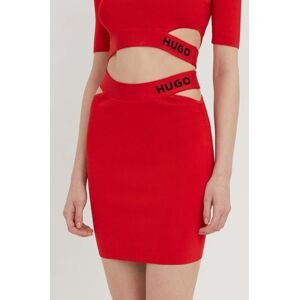 Sukňa HUGO červená farba, mini, puzdrová