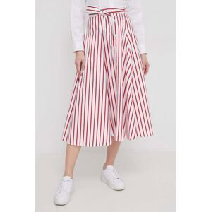 Bavlnená sukňa Polo Ralph Lauren červená farba, midi, áčkový strih