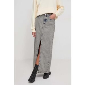 Rifľová sukňa Calvin Klein Jeans maxi, rovný strih