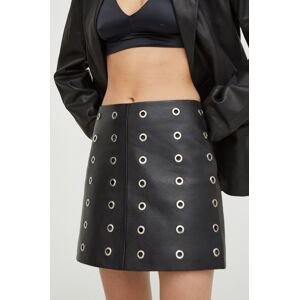 Kožená sukňa 2NDDAY Edition Raffi čierna farba, mini, puzdrová