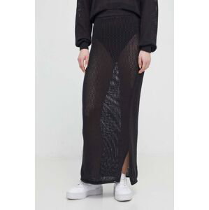 Bavlnená sukňa Tommy Jeans čierna farba, maxi, rovný strih