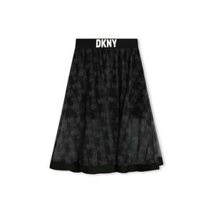 Dievčenská sukňa Dkny čierna farba, midi, áčkový strih