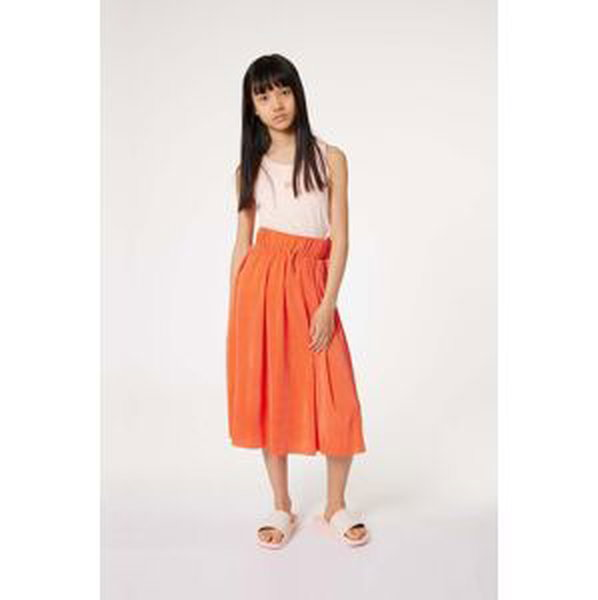 Dievčenská sukňa Dkny oranžová farba, midi, áčkový strih