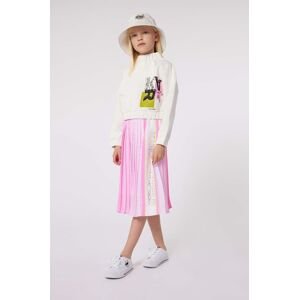 Dievčenská sukňa Karl Lagerfeld ružová farba, midi, áčkový strih