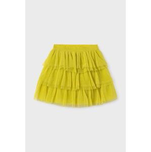 Dievčenská sukňa Mayoral žltá farba, mini, áčkový strih