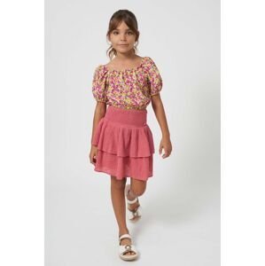 Dievčenská bavlnená sukňa Mayoral ružová farba, mini, áčkový strih