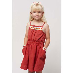 Dievčenská bavlnená sukňa Bobo Choses bordová farba, mini, áčkový strih