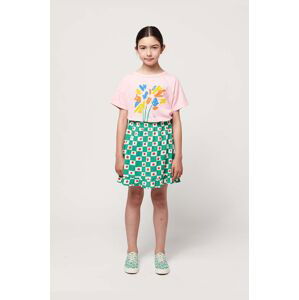 Dievčenská bavlnená sukňa Bobo Choses zelená farba, mini, áčkový strih