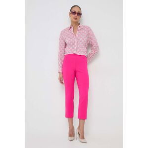 Nohavice Pinko dámske, ružová farba, rovné, vysoký pás
