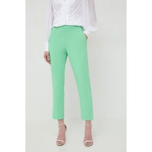 Nohavice Pinko dámske, zelená farba, rovné, vysoký pás