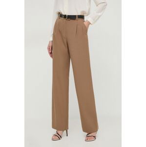 Nohavice Luisa Spagnoli dámske, hnedá farba, rovné, vysoký pás