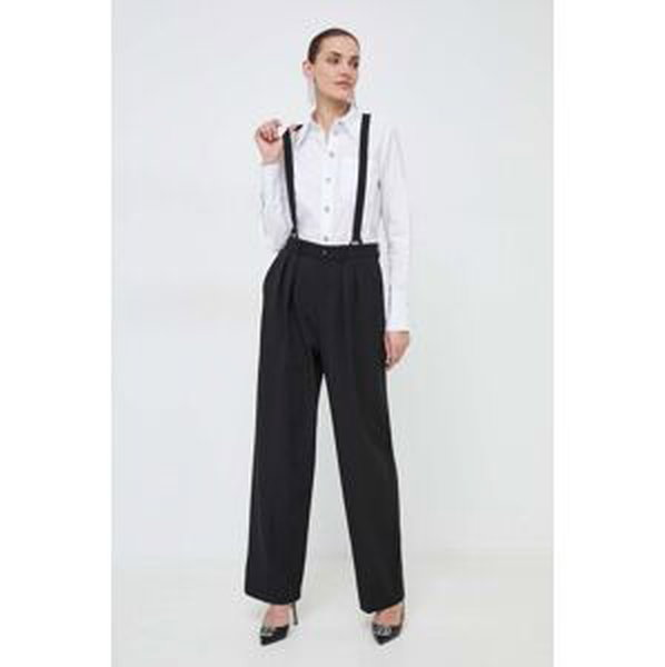 Nohavice Custommade dámske, čierna farba, rovné, vysoký pás