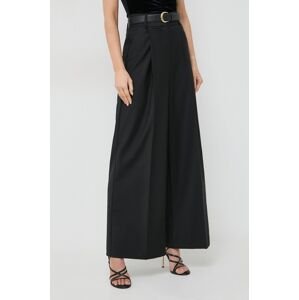 Nohavice s prímesou vlny Ivy Oak čierna farba, široké, vysoký pás