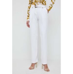 Nohavice Versace Jeans Couture dámske, béžová farba, cigaretový strih, vysoký pás