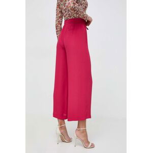 Vlnené nohavice Marella ružová farba, široké, vysoký pás