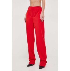 Nohavice Moschino Jeans dámske, červená farba, rovné, vysoký pás