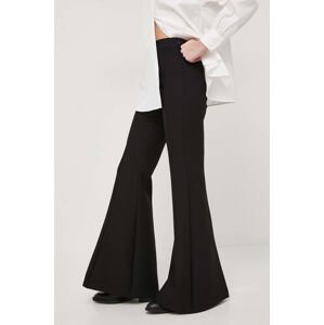 Nohavice MAX&Co. dámske, čierna farba, zvony, vysoký pás
