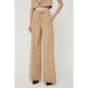 Nohavice MAX&Co. dámske, béžová farba, rovné, vysoký pás