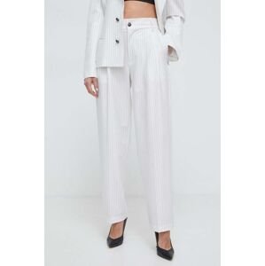 Nohavice Versace Jeans Couture dámske, biela farba, široké, vysoký pás