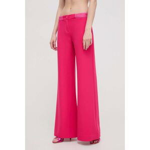 Nohavice Versace Jeans Couture dámske, ružová farba, široké, vysoký pás