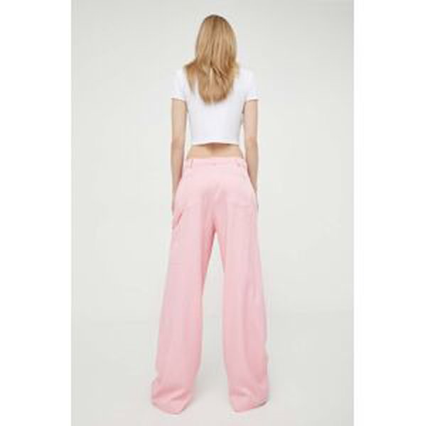 Nohavice Moschino Jeans dámske, ružová farba, široké, vysoký pás