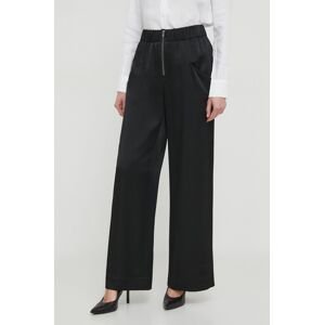 Nohavice Sisley dámske, čierna farba, široké, vysoký pás