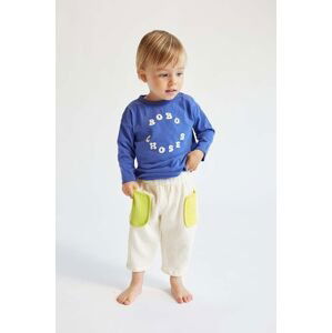 Detské bavlnené nohavičky Bobo Choses béžová farba, vzorované