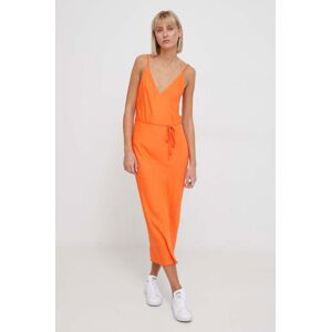 Šaty Calvin Klein oranžová farba, maxi, rovný strih