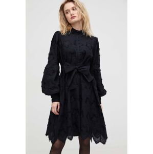 Bavlnené šaty Bruuns Bazaar čierna farba, mini, oversize